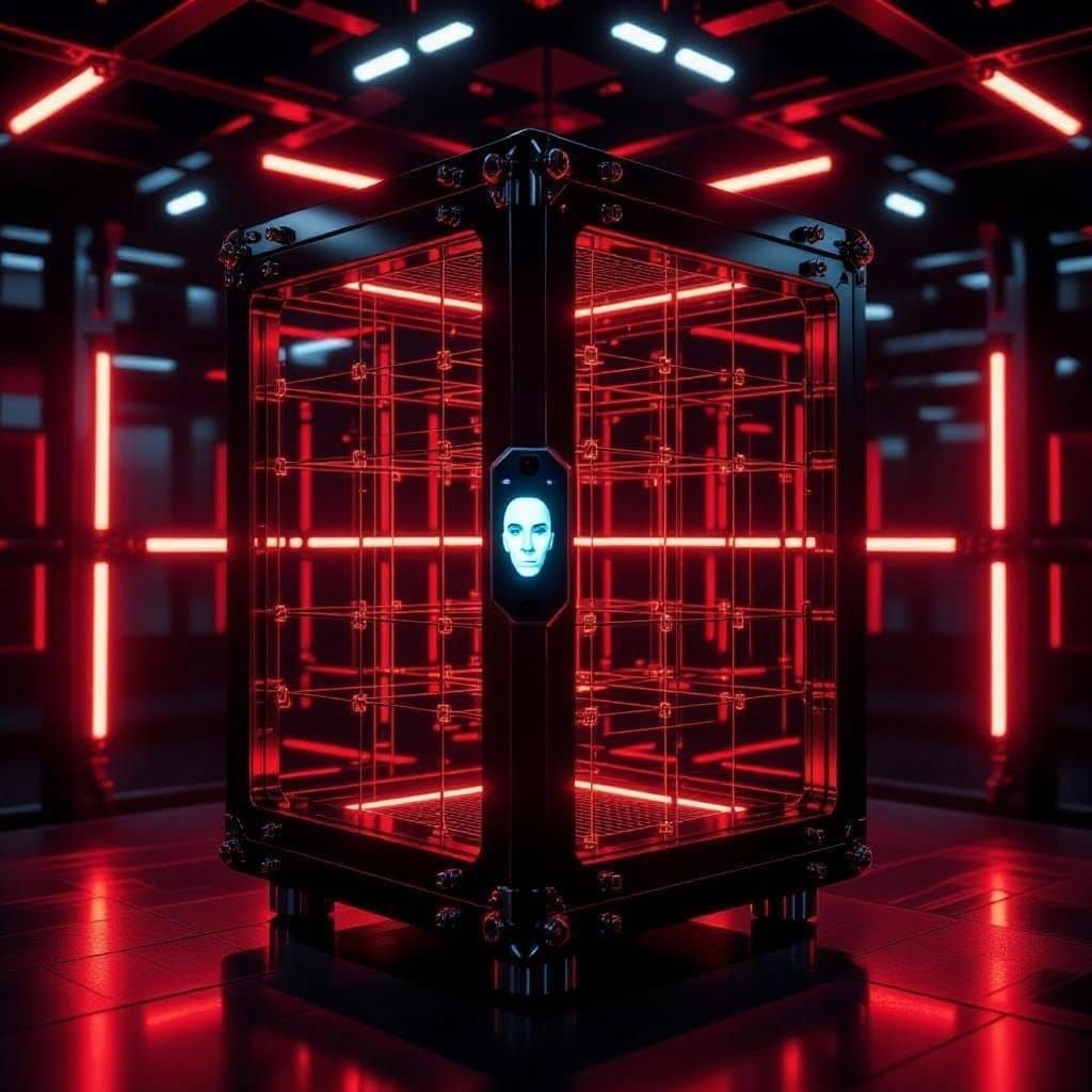 Futuristic Face Scanner on Empty Platform