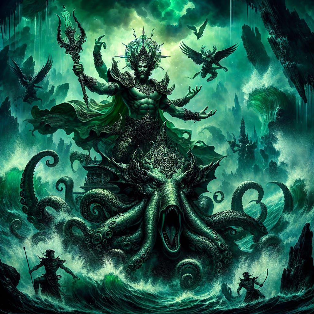 God of the Sea on Octopus Throne