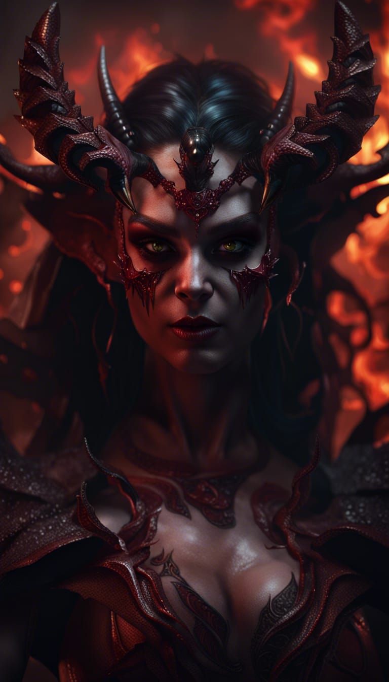 Beautiful Evil Demoness Rising From Hell