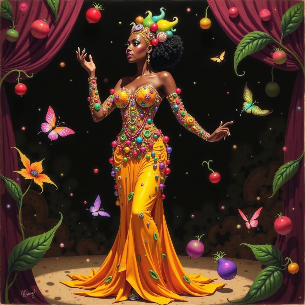 Josephine Baker Dances in Vibrant Art Deco Style