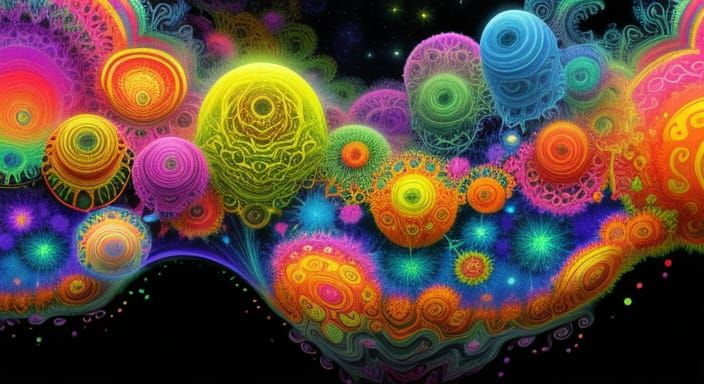 Alien Spaceship Lands in Psychedelic Garden