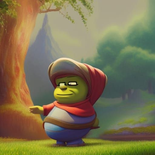 Stewie Griffin Shrek Fusion: Detailed Fantasy Art