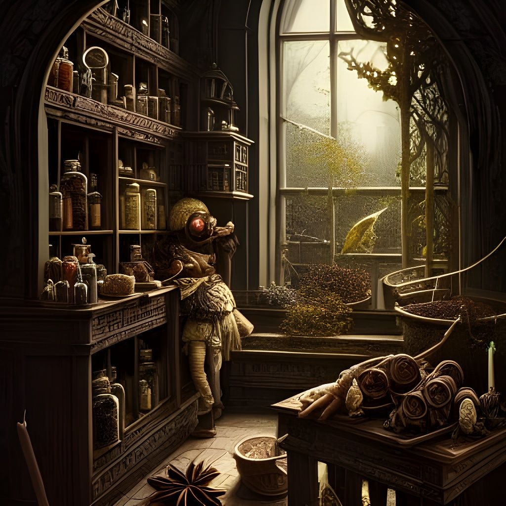 Dark Fantasy Spices Apothecary Illustration