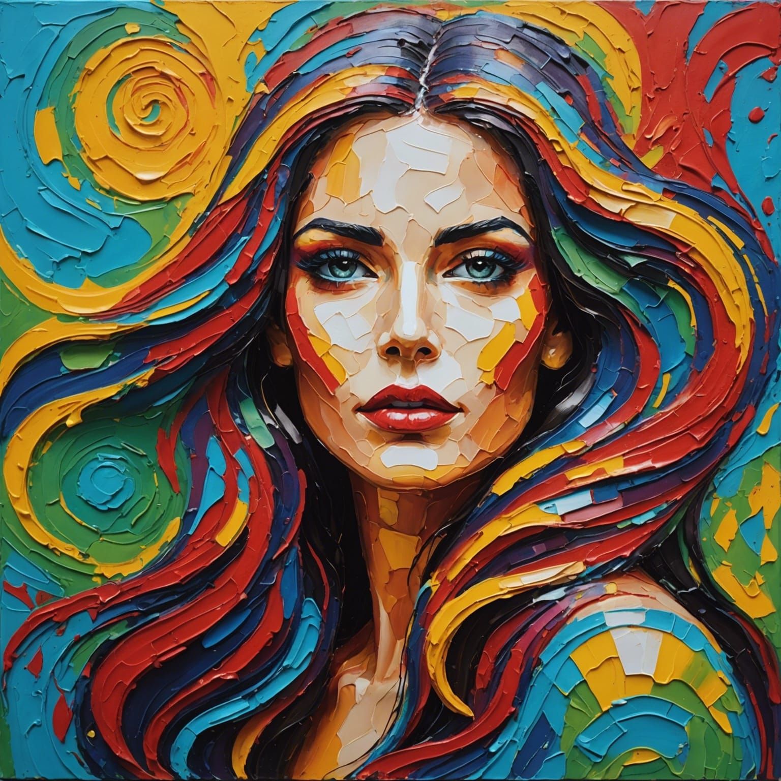 Radiant Woman Portrait in Impasto Style