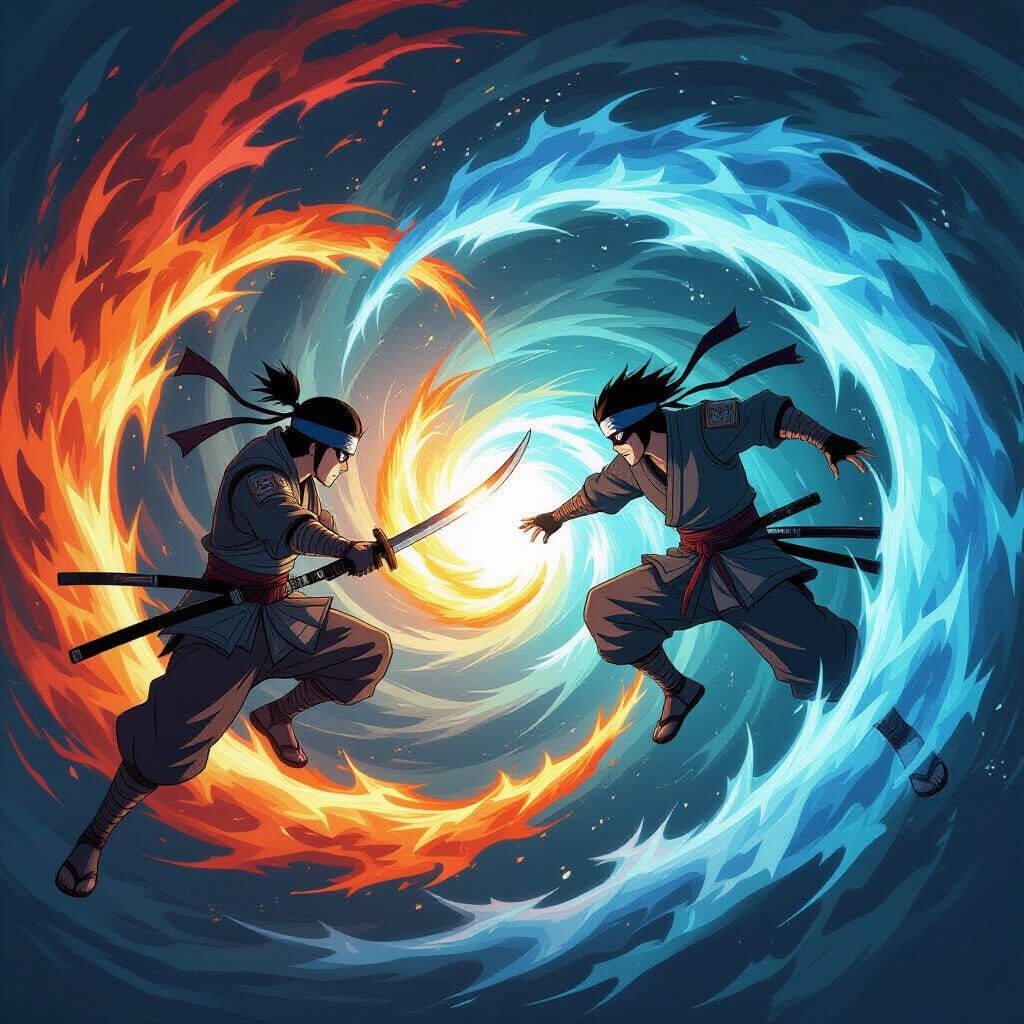 Epic Ninja Duel in Spectral Vortex