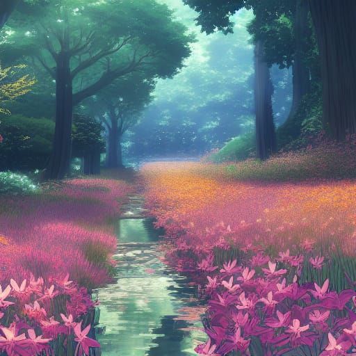 Enchanted Forest Path in Anime Style