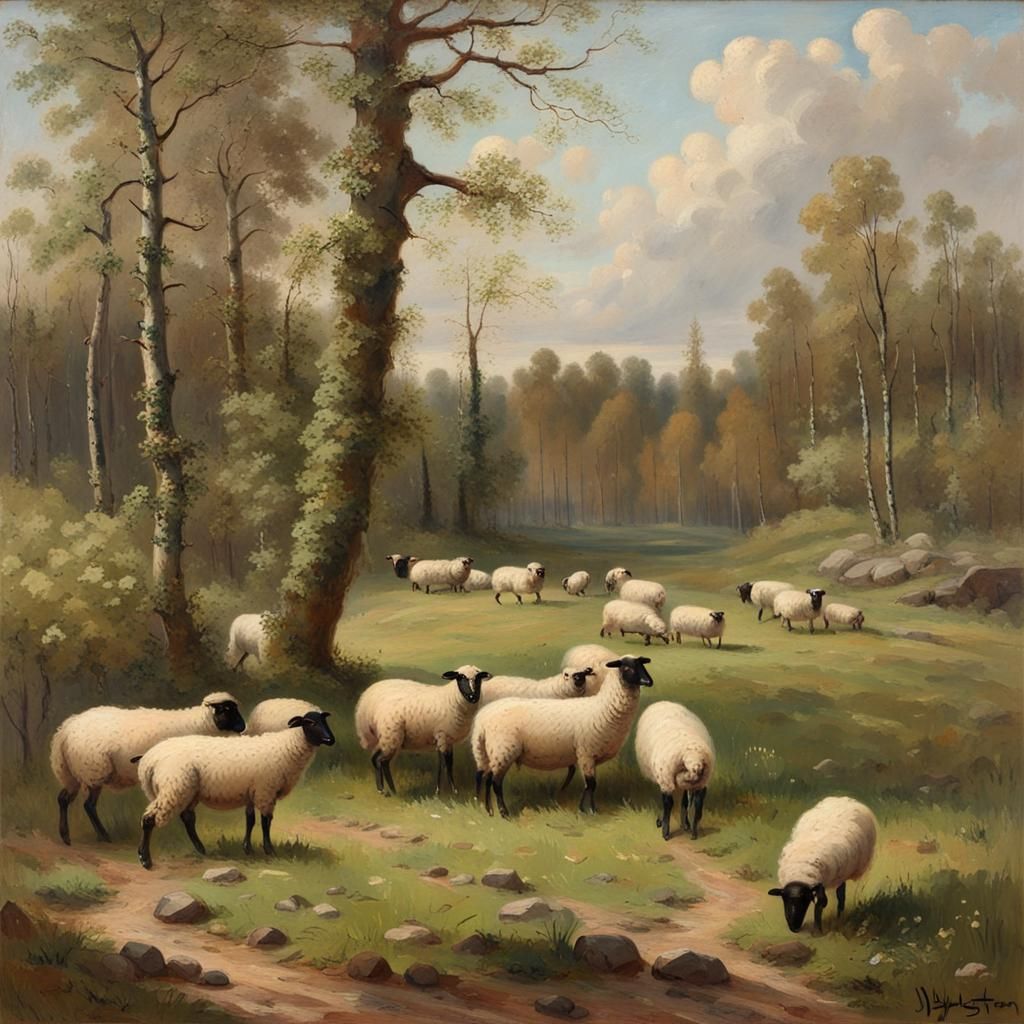 Pastoral Scandinavian Farm Scene in Spring