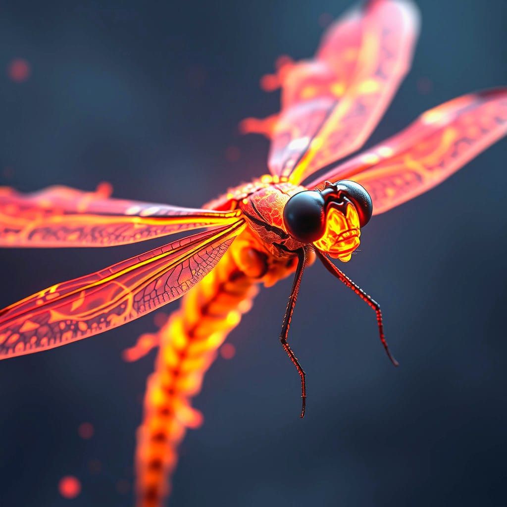 Flaming Dragonfly: Detailed Fantasy Concept Art