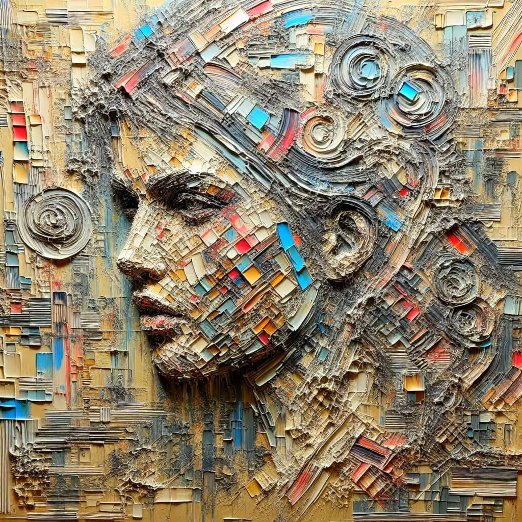 Palette Knife Portrait on Canvas with Impasto Texture