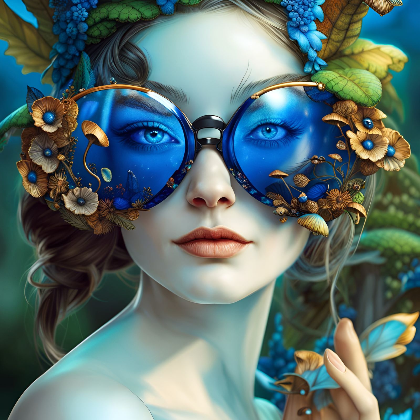 Pixie with Mushroom Glasses in Fantasycore Style