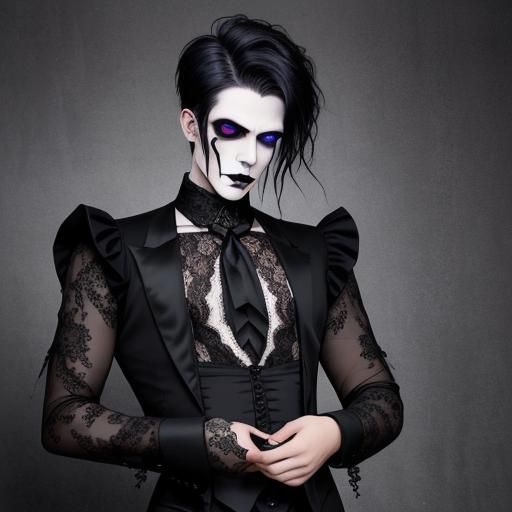 Gothic Man in Lace Portrait