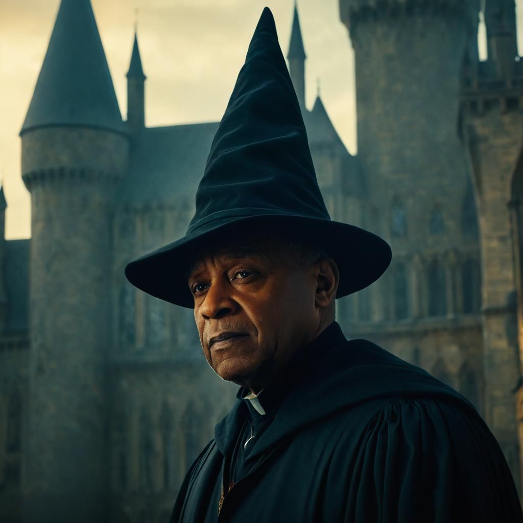 Wizard at Hogwarts in Gothic Dark Fantasy Style