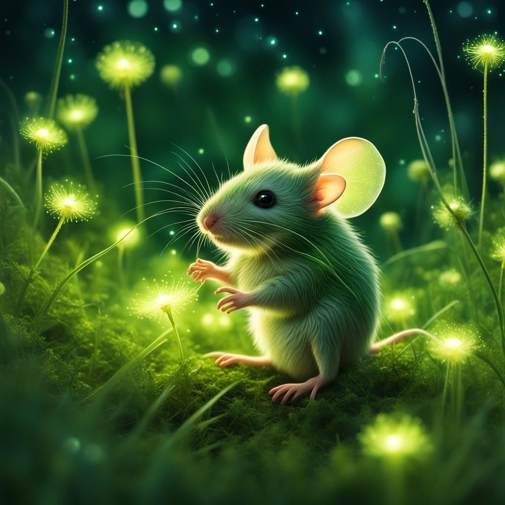 Enchanting Fairy Mouse Village with Glowing Fireflies