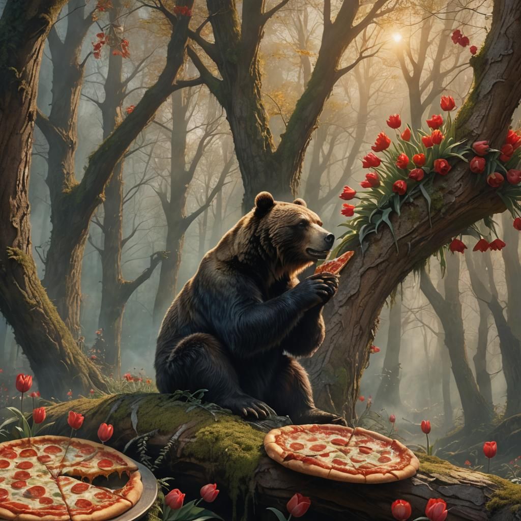 Bear Eats Pizza in Gatlinburg: A Matte Painting