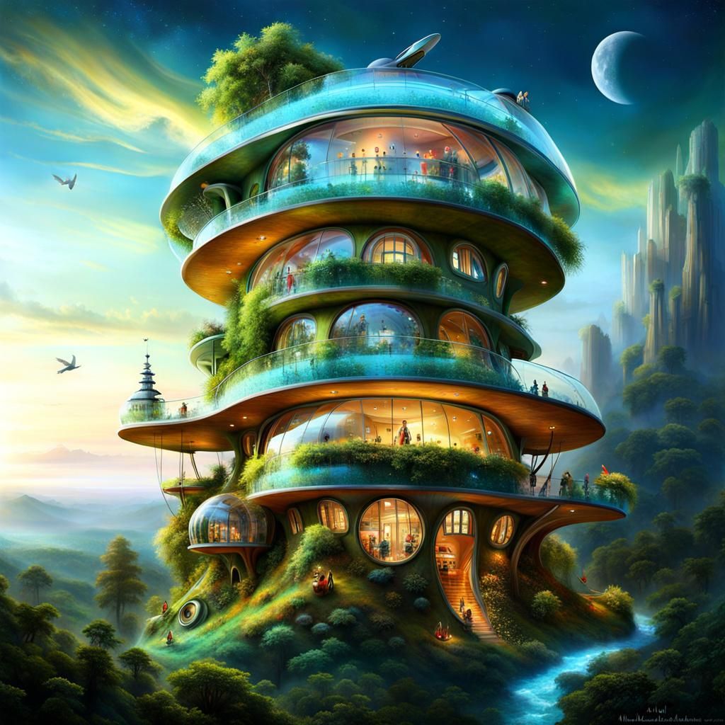 Futuristic Whimsilandia Masterpiece in Vibrant Colors