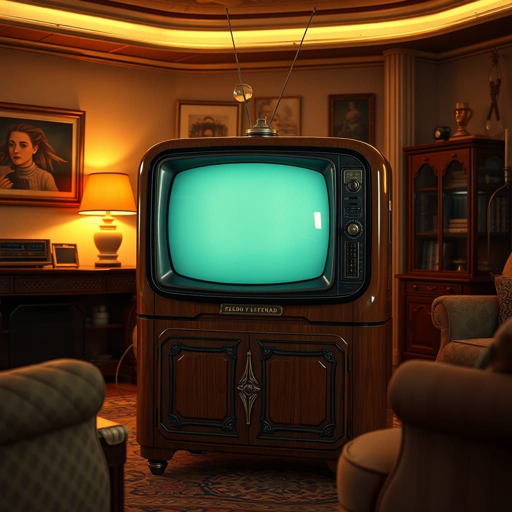 Vintage Television in Retro-Futuristic Living Room