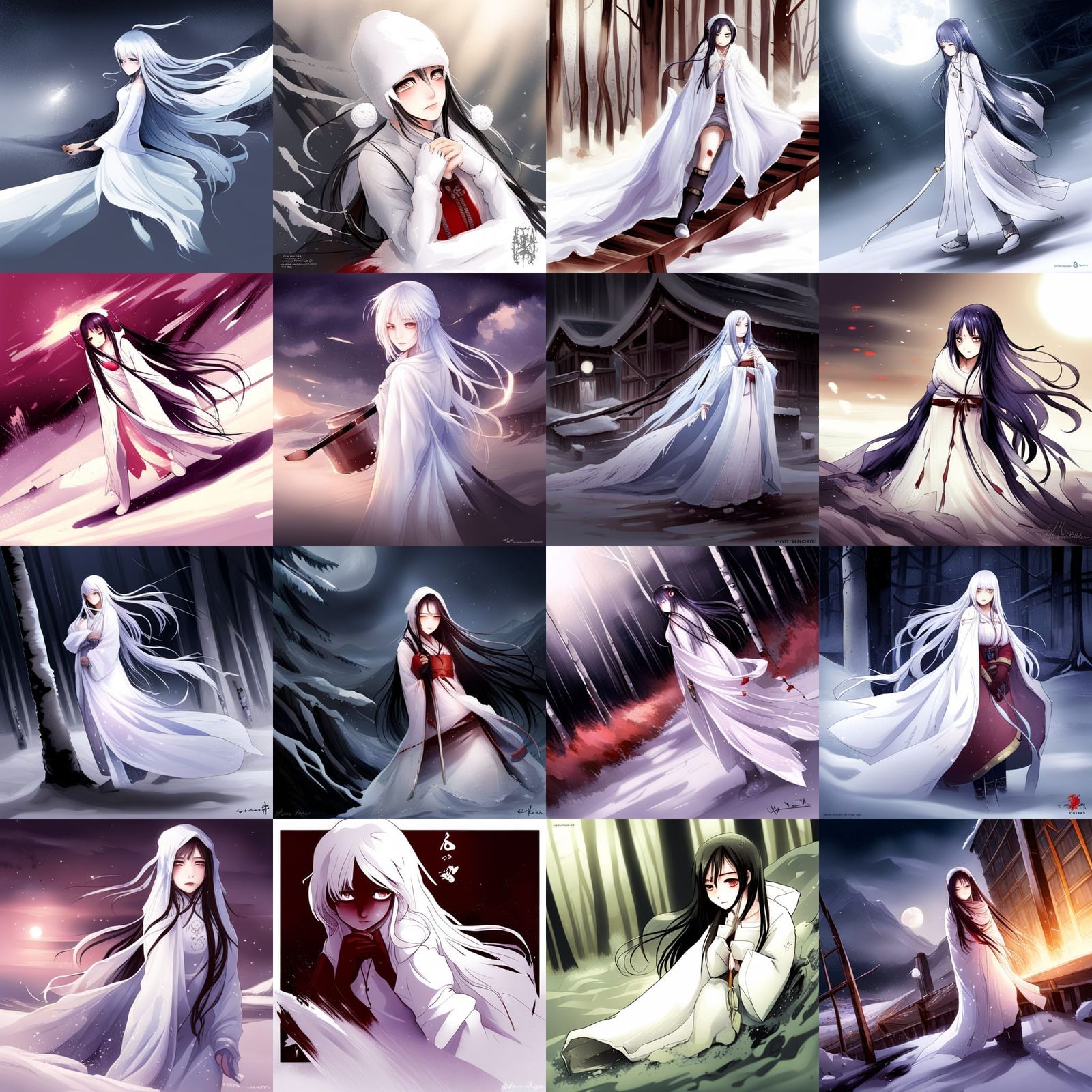 Ethereal Yuki Onna in Anime Style