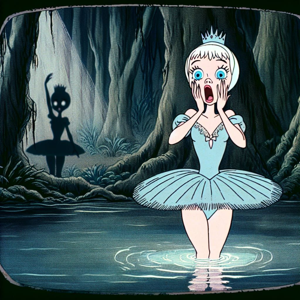 Haunted Albino Ballerina in a Dark Jungle