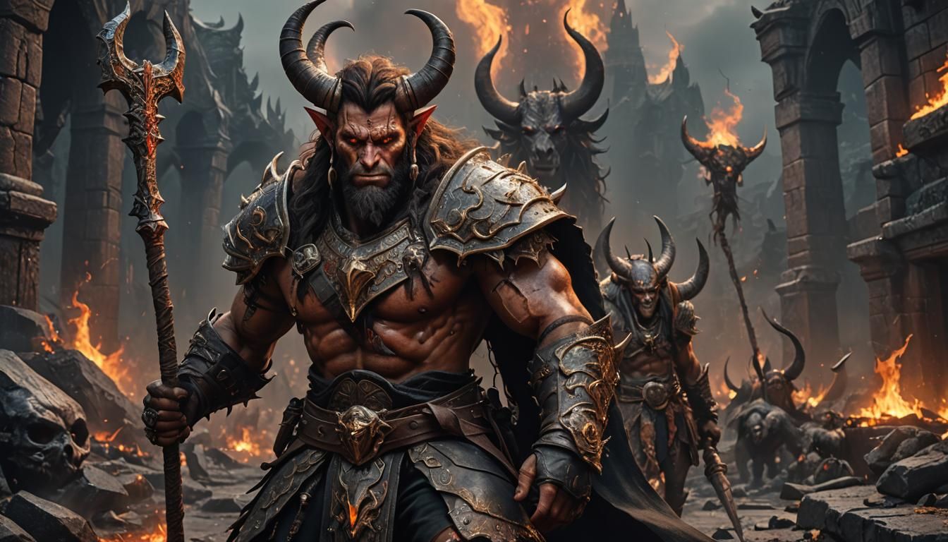 Tiefling Barbarian King in a Hellscape