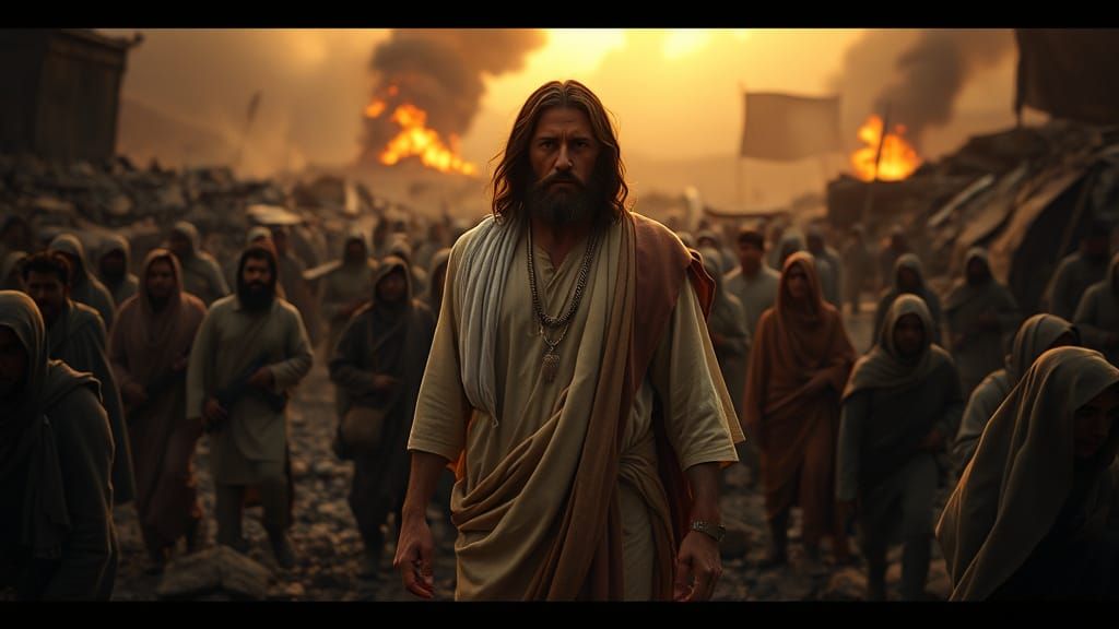 Modern Jesus in War-Torn Landscape: Cinematic Film