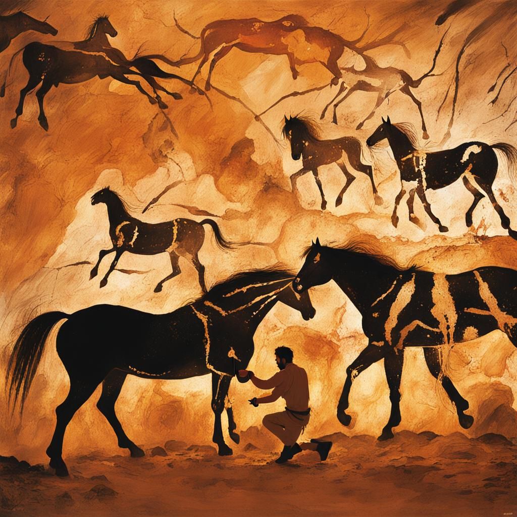 Prehistoric Cave Painter Depicts Horses by Torchlight