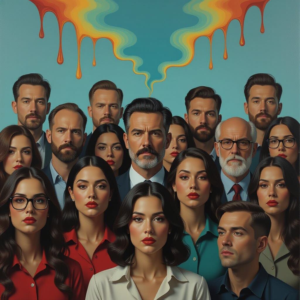 Emotionally Diverse Crowd in a Dali-esque Style