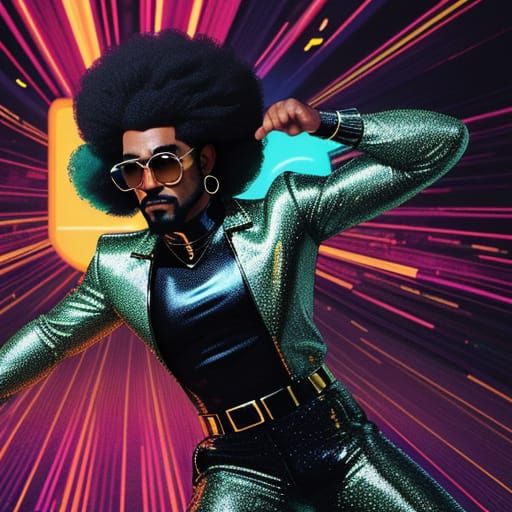 Dancing Disco Icon in Retro Futuristic Attire