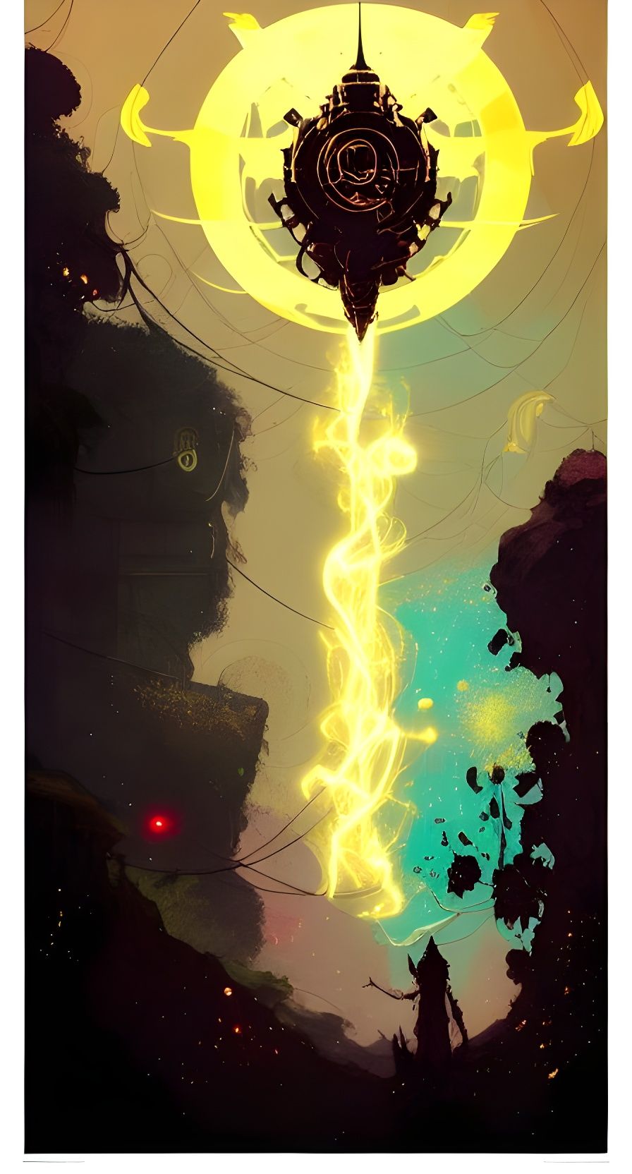 Divine Golden God in Cel-Shaded Poster Art