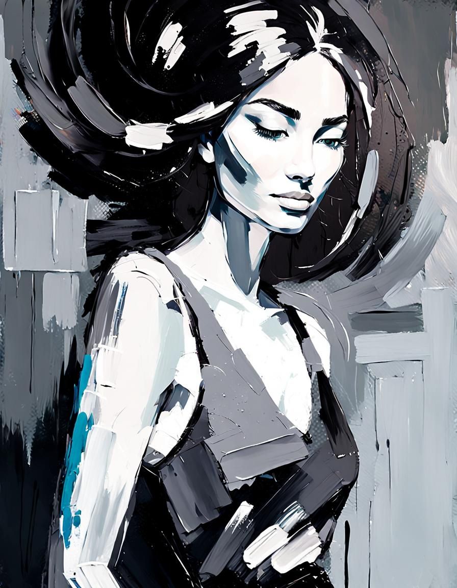 Pop-Expressionism Oil Painting Portrait with Impasto Effects