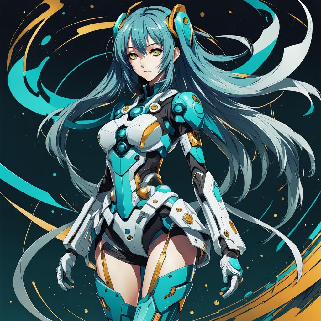 Sci-Fi Anime Girl in Abstract Art Style