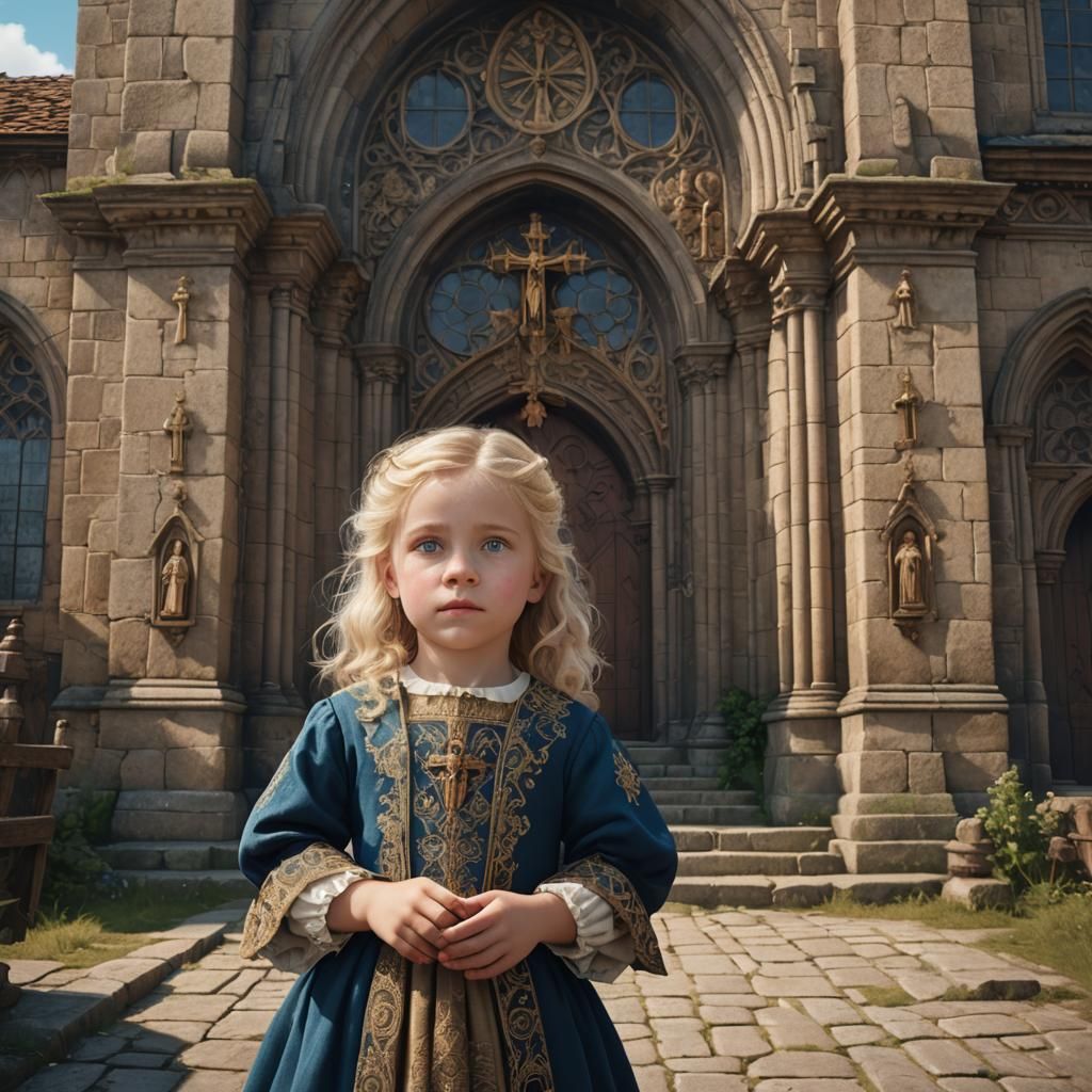 Child in 17th Century Dress, Detailed Matte Painting