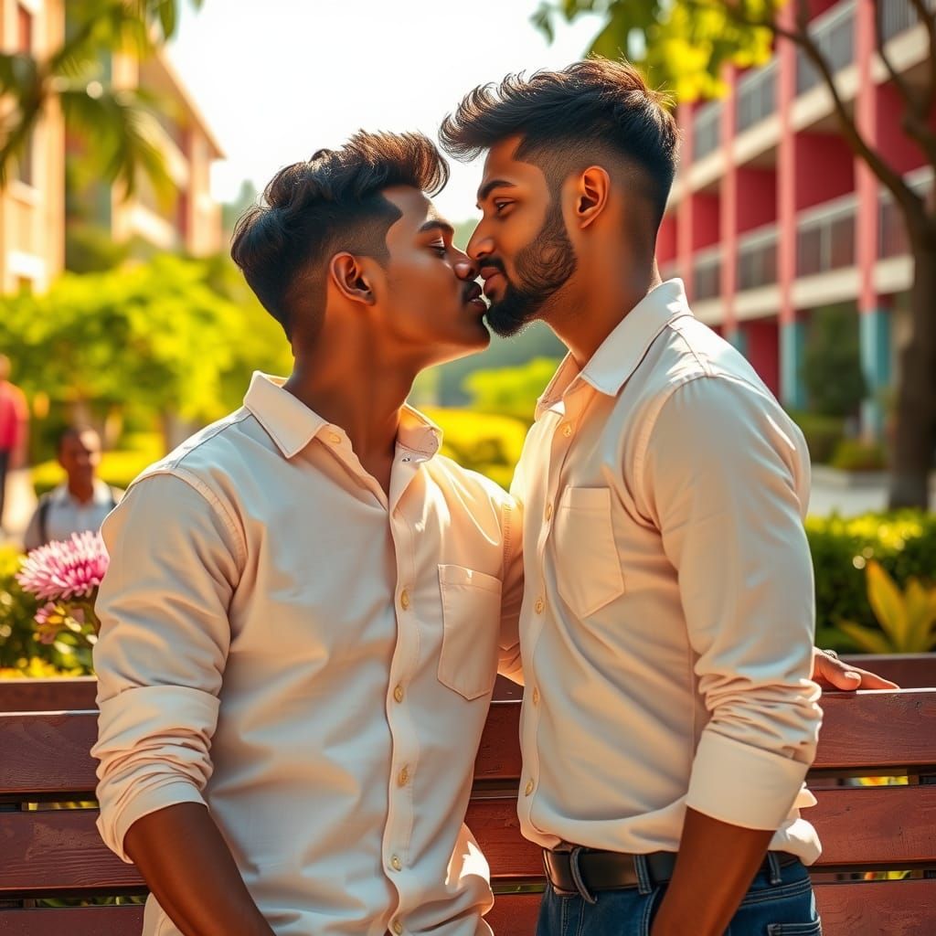 South Indian Men Share a Kiss in School Uniforms