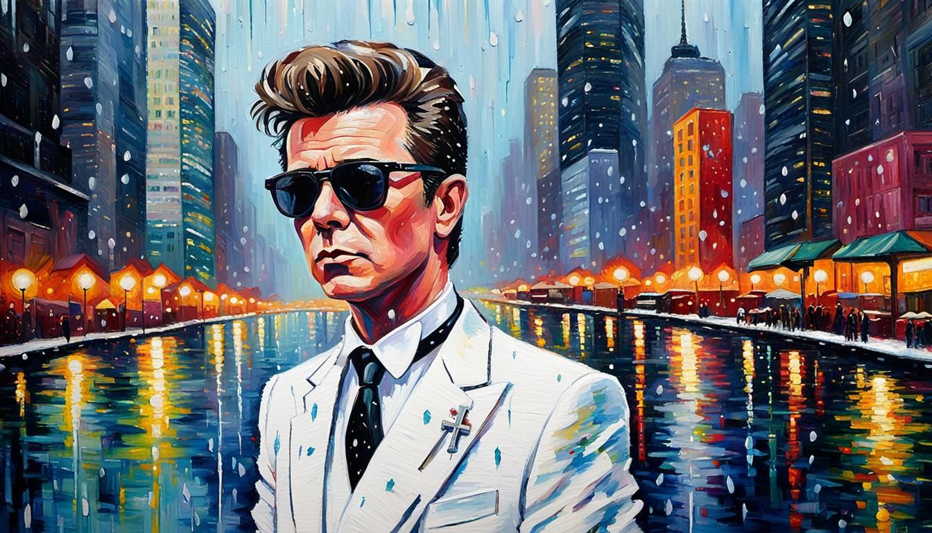 Rick Astley in Pop Art Watercolor Portrait