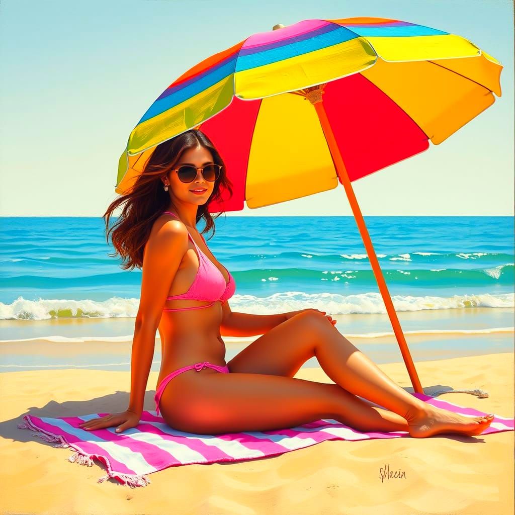 Sun-Kissed Beauty at the Beach in Vibrant Colors
