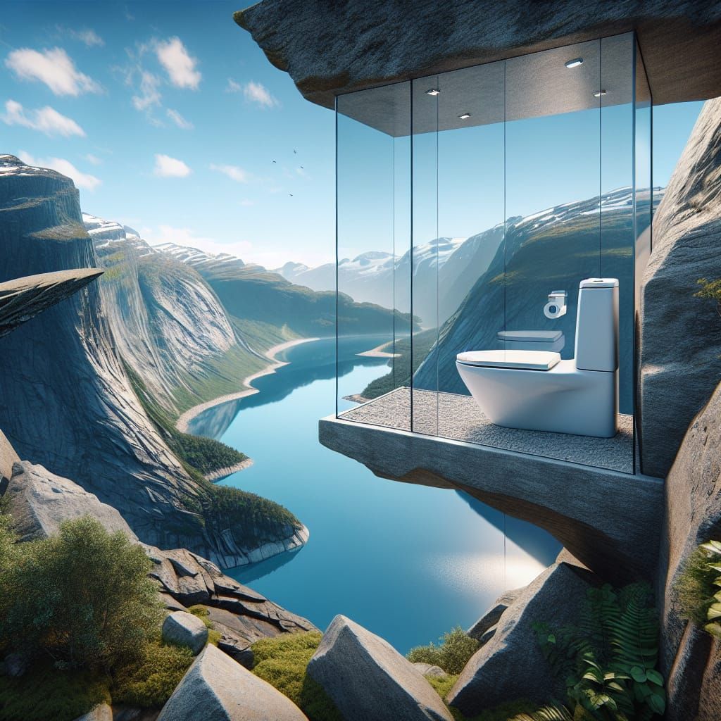 Glass Toilet Overlooking Norwegian Fjord