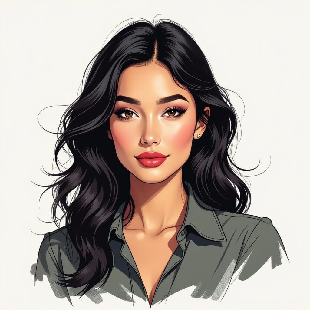 Serene Woman in Simple 1800s Style Sketch