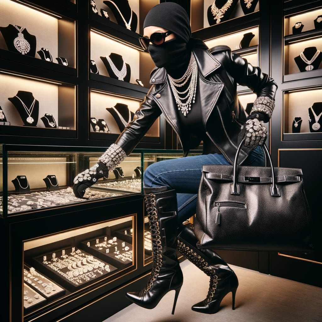 Leather-Clad Jewel Thief Robs Store