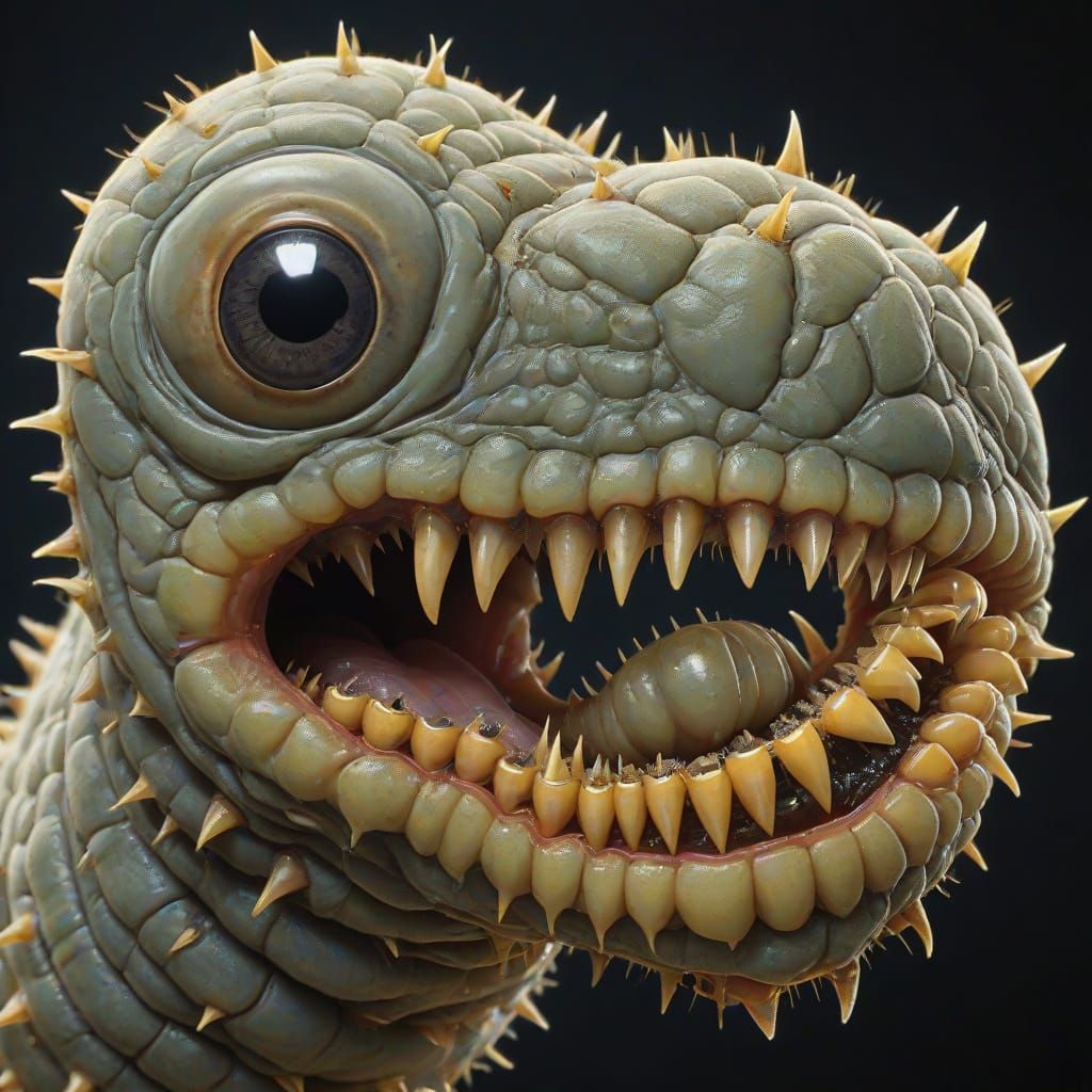 Maggot Larva with Sharp Teeth