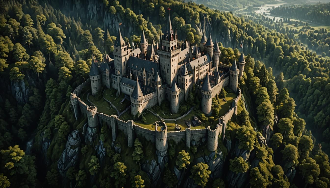 Medieval Castle on Hill: Fantasy Concept Art