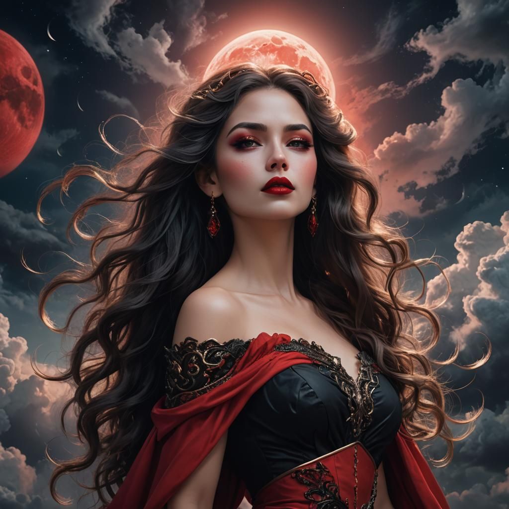 Goddess with Flowing Hair in Fantasy Concept Art