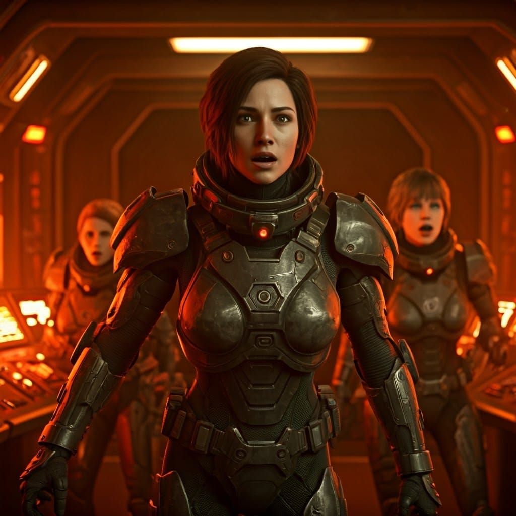 Female Space Commander in Intergalactic Battle