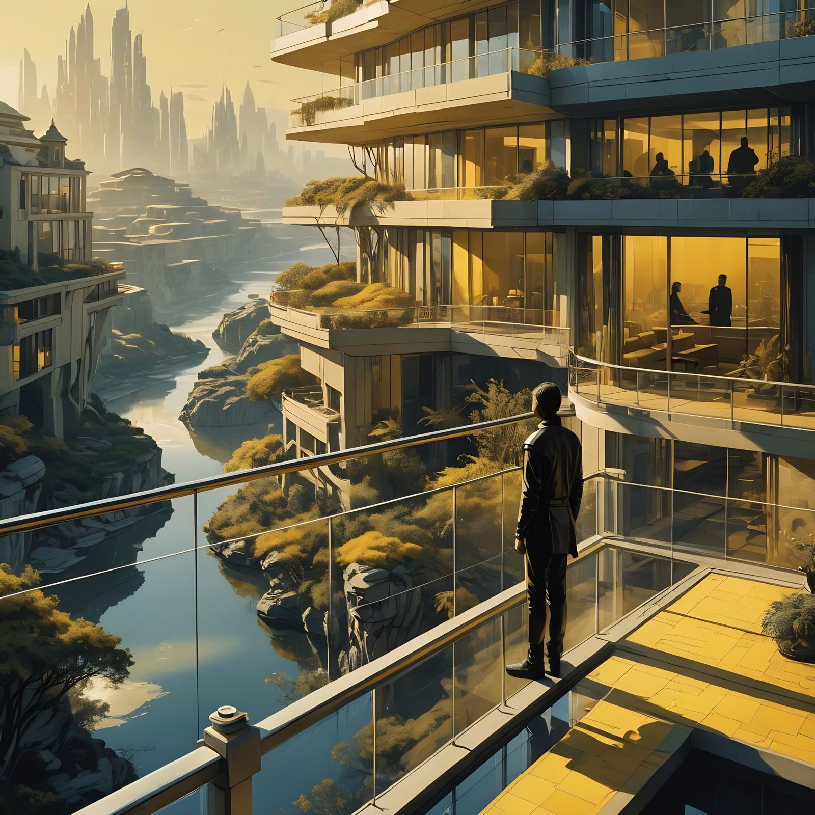 Futuristic Cityscape with Man-Made River in Unreal Engine