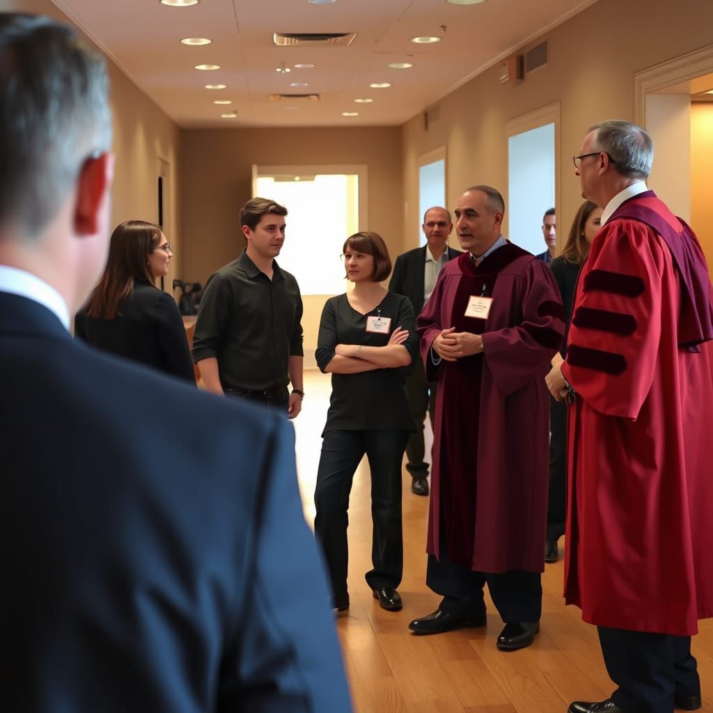 Candid Photo of People Gathering in Hallway