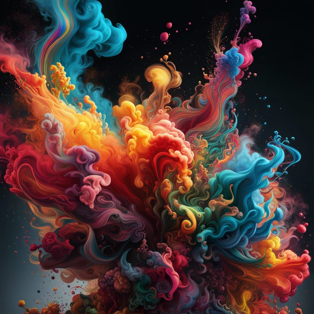 Colorful Smoke Explosion in Abstract Expressionist Style