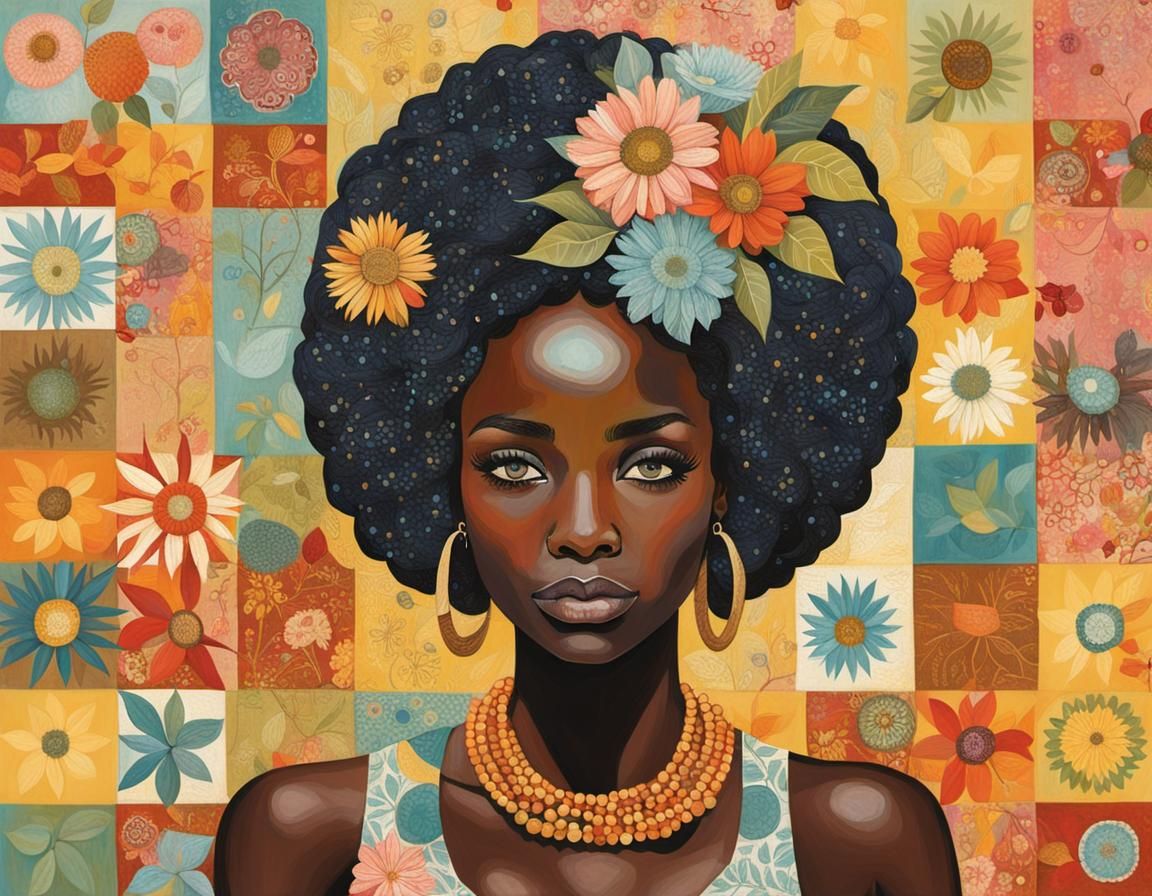 Vibrant Pop Art Portrait of Melanin Girl