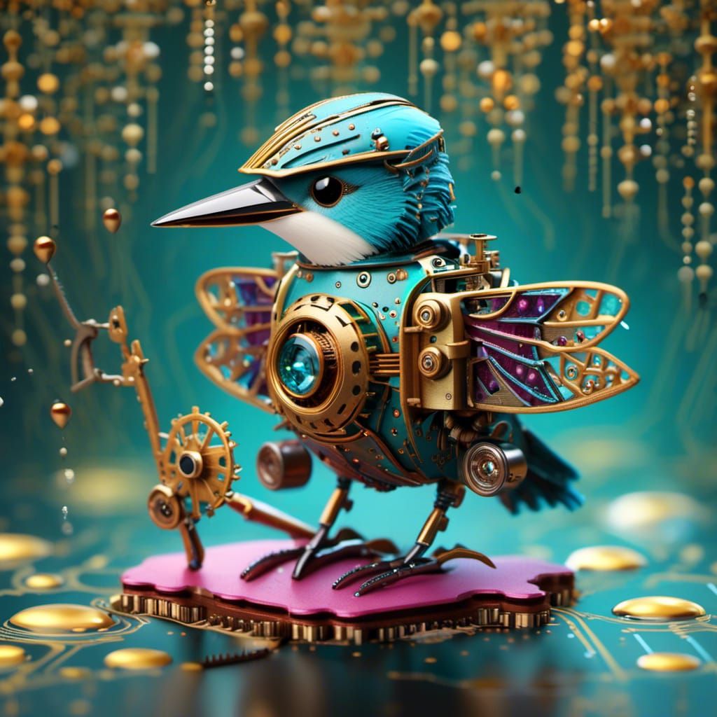 Kingfisher Robot: Bright Colors, Detailed