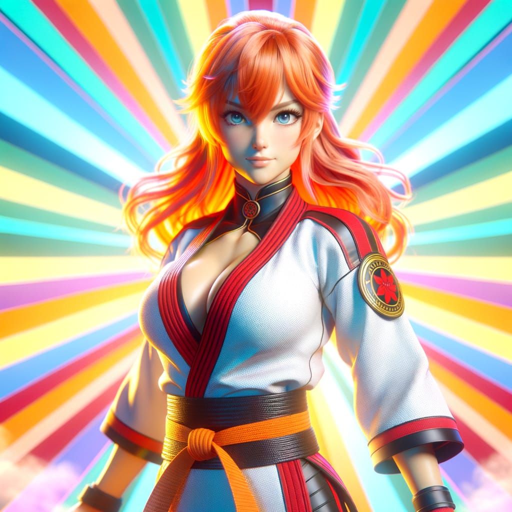 Anime Character in Martial Arts Uniform as Digital Art