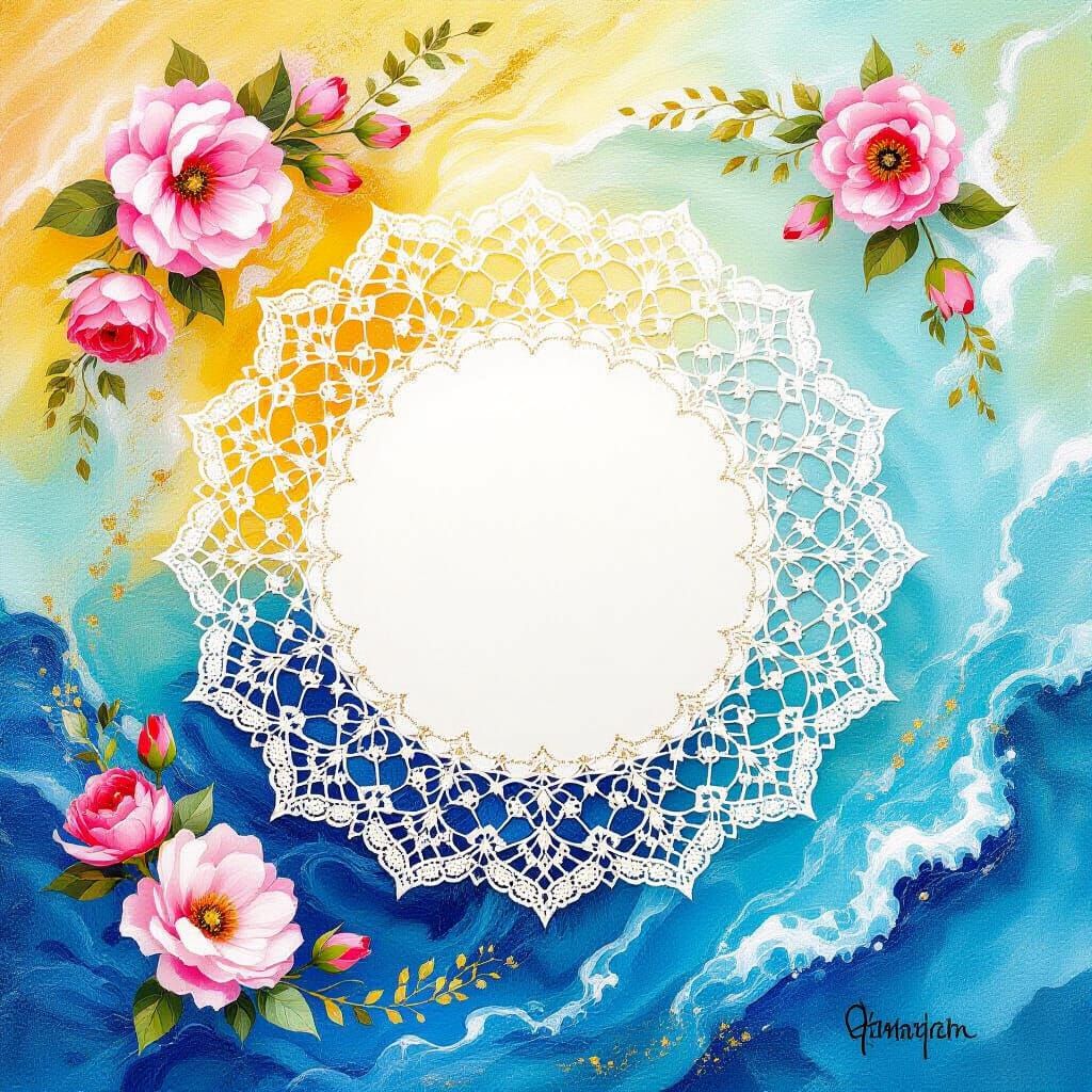 Metamodern Doily with Pre-Raphaelite and Rococo Influences