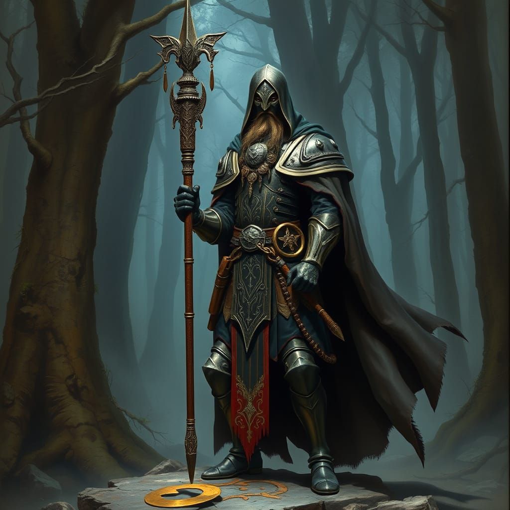 Armored Wizard Soldier in Mystical Forest