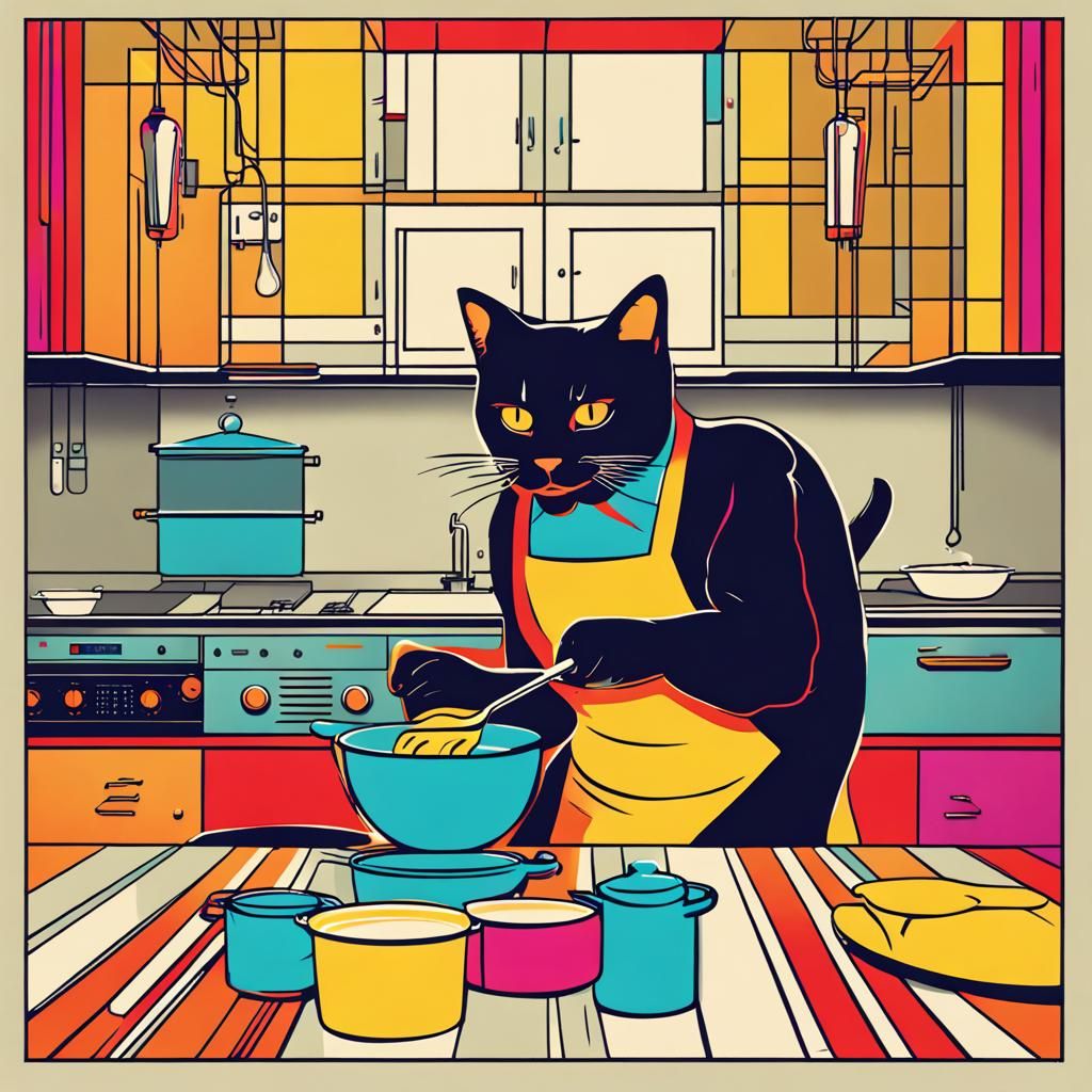 Black Cat Diner in Pop Art Style